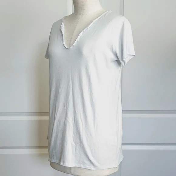 Zadig & Voltaire Tee Tunisien MC Skull V-Neck Short Sleeve Metallic Grey M NWT - Picture 13 of 16